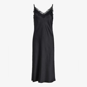 Dark Magical black satin lace slip LBD dress Y2K 90s quiet luxury coquette sexy
